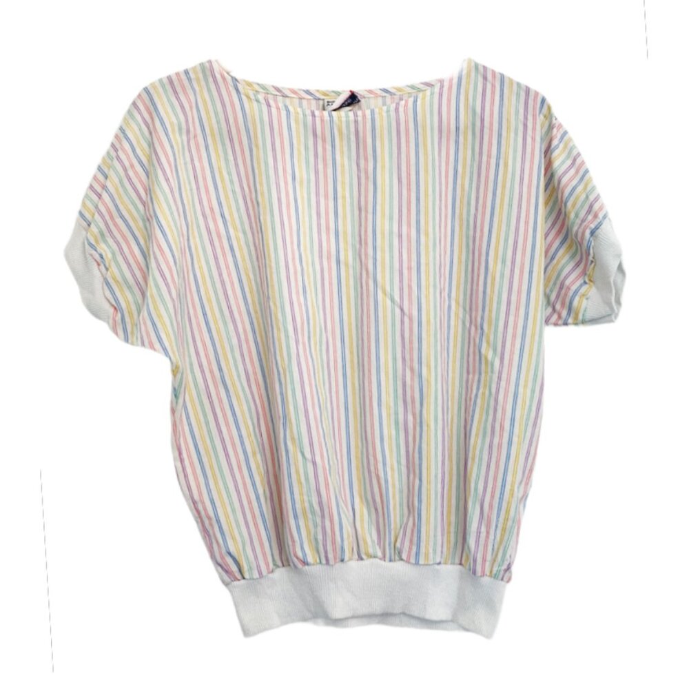 Women's Multicolor Stripe Short Sleeve Top